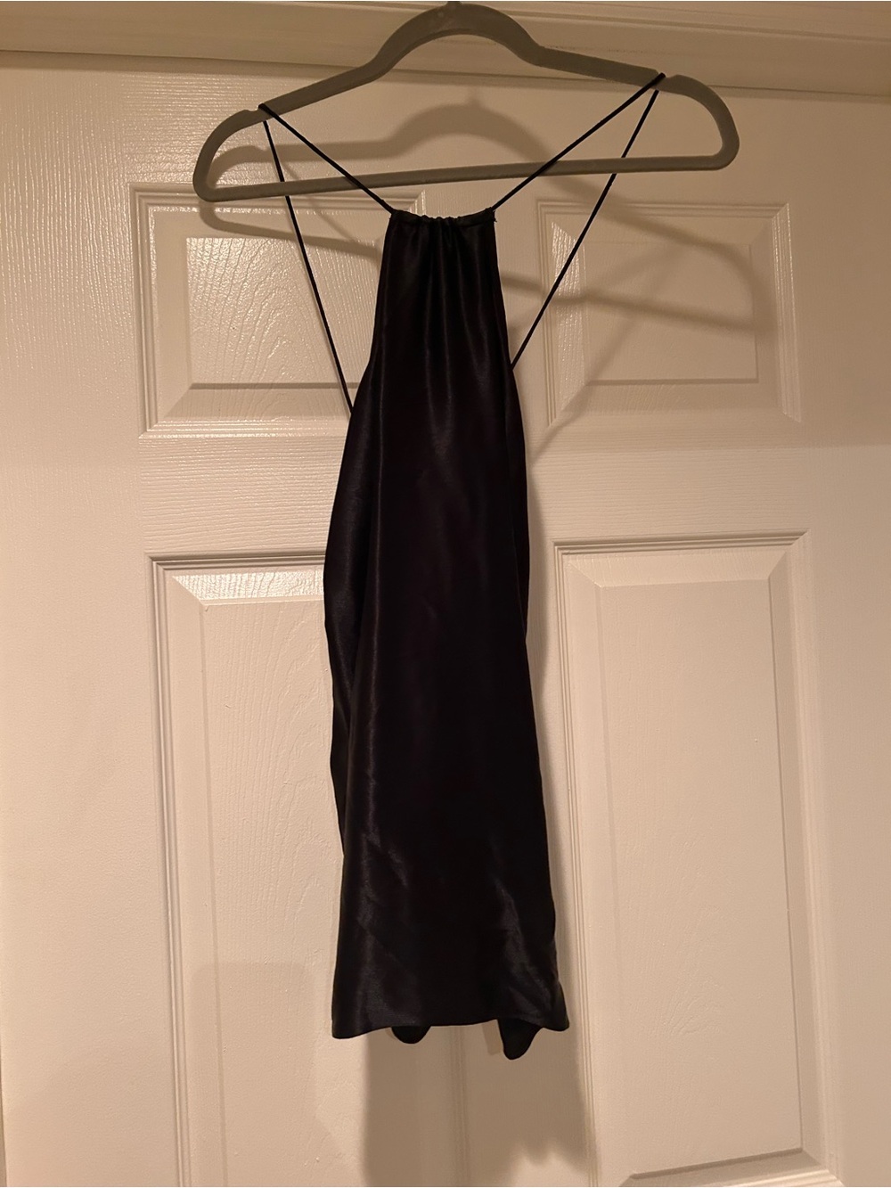 Zara Black Satin Slip Top with Spaghetti Straps